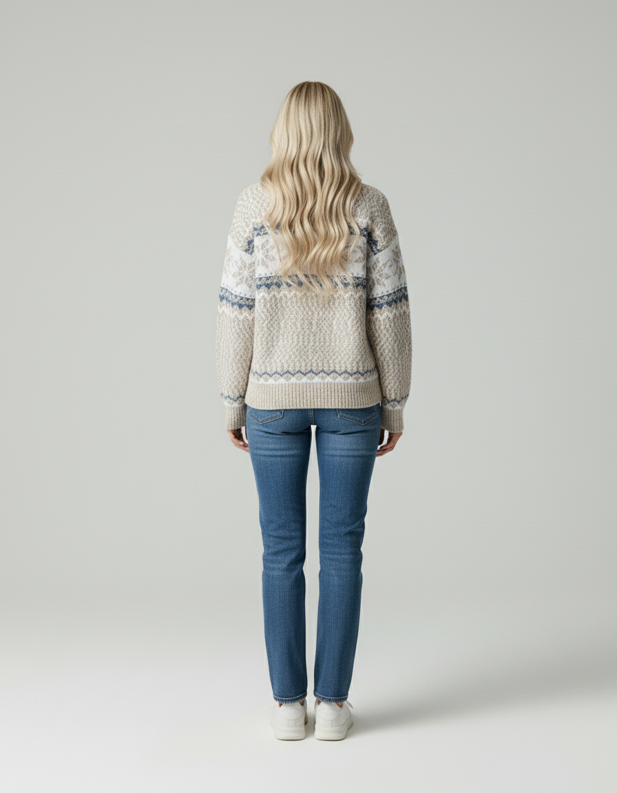 Elara | Pullover Wollen Trui Met Sneeuwvlokdesign