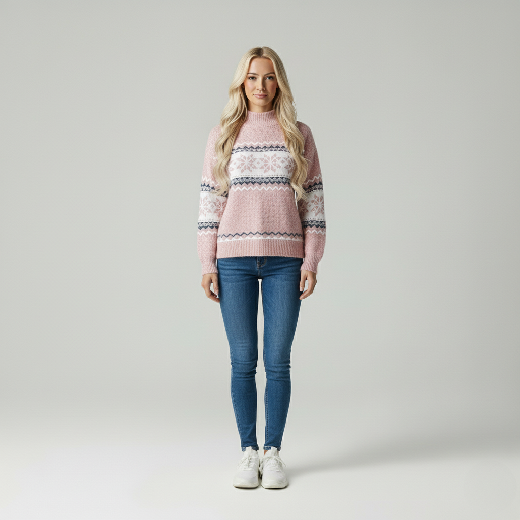 Elara | Pullover Wollen Trui Met Sneeuwvlokdesign