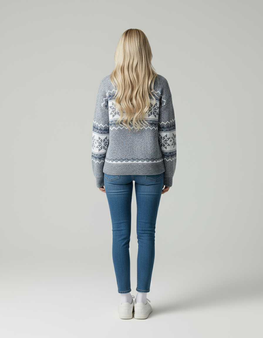 Elara | Pullover Wollen Trui Met Sneeuwvlokdesign