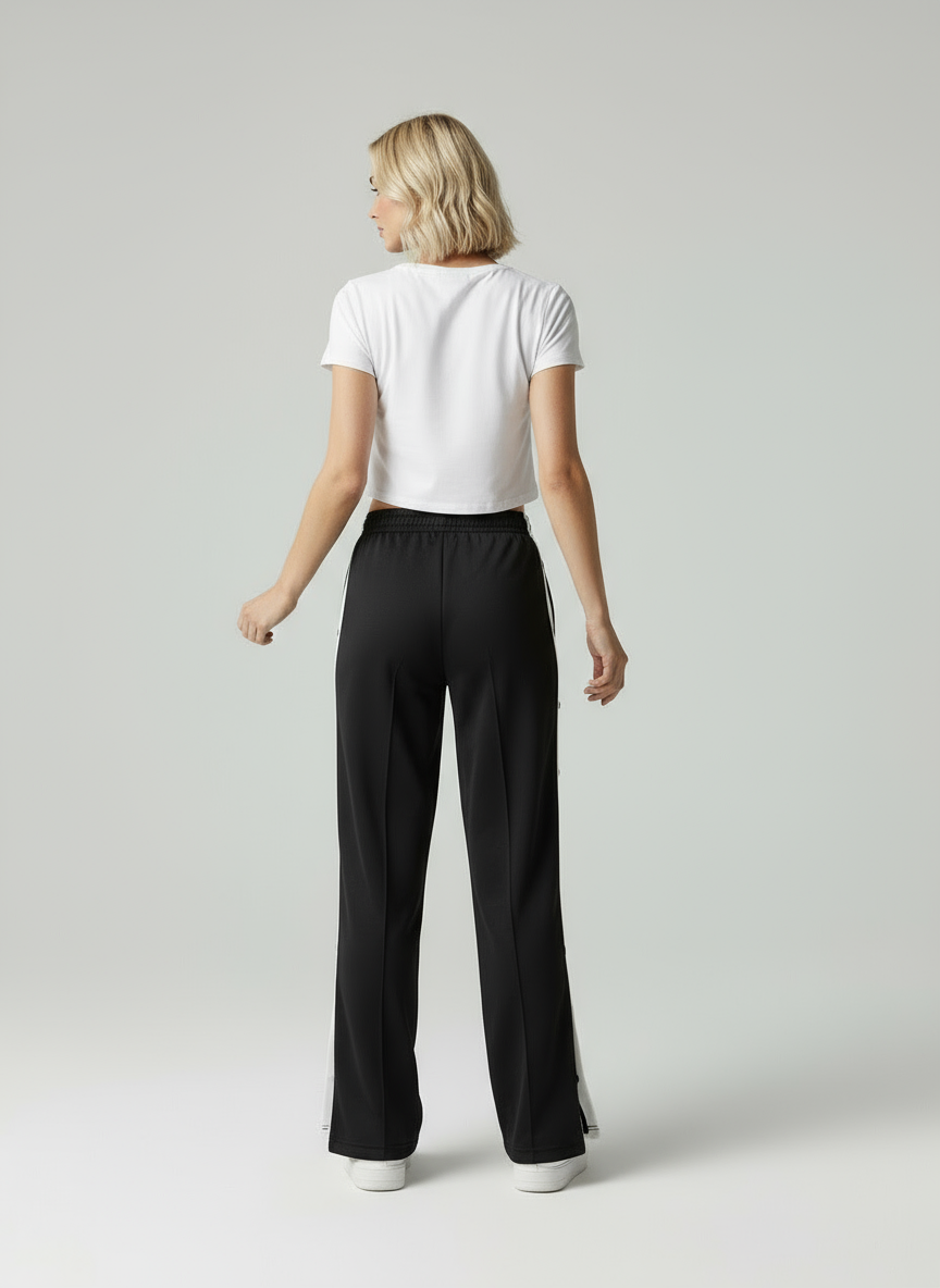 Lara | Wide Leg Trackpants met Drukknopen