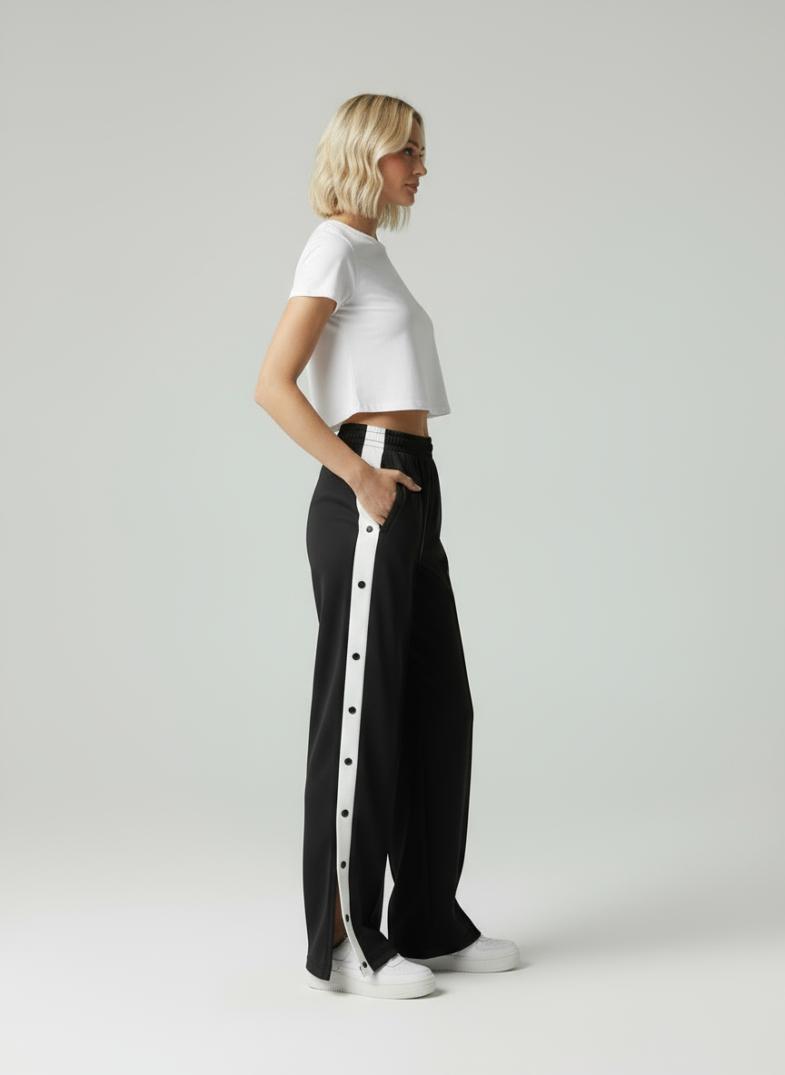 Lara | Wide Leg Trackpants met Drukknopen