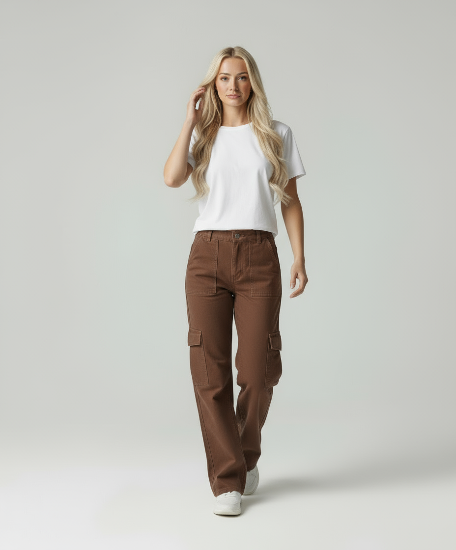 Mila | Straight Fit Cargo Broek