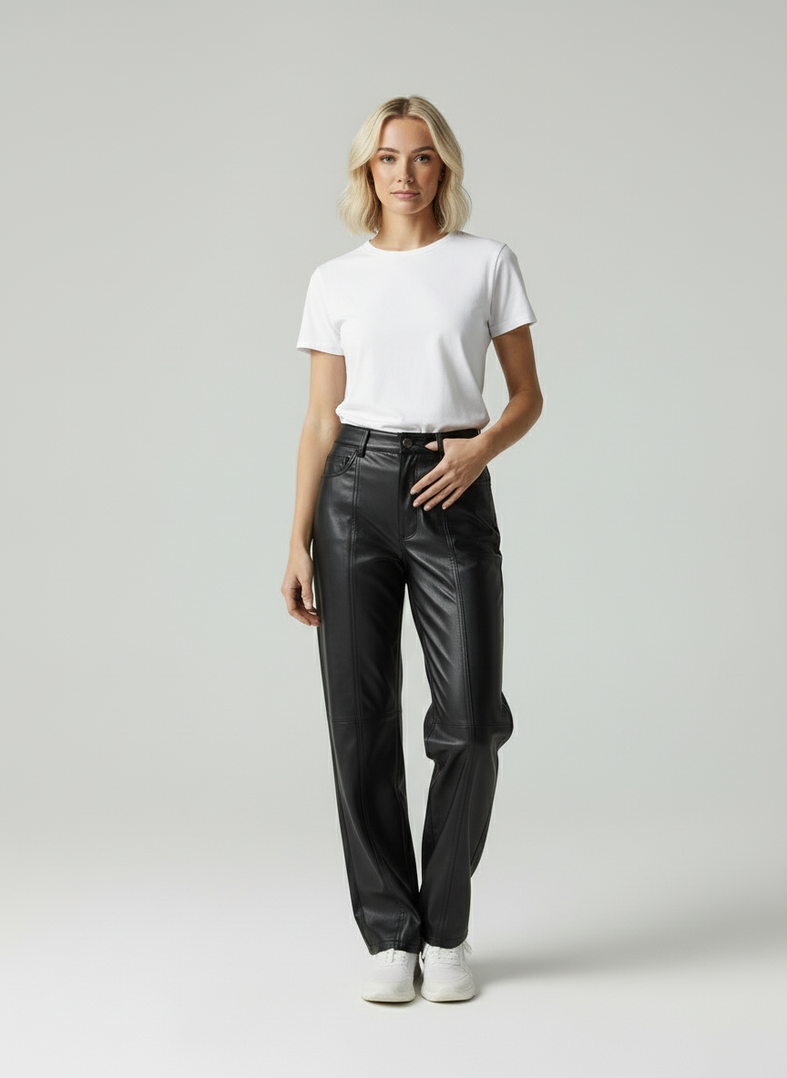 Fleur | Straight Fit Vegan Leren Broek
