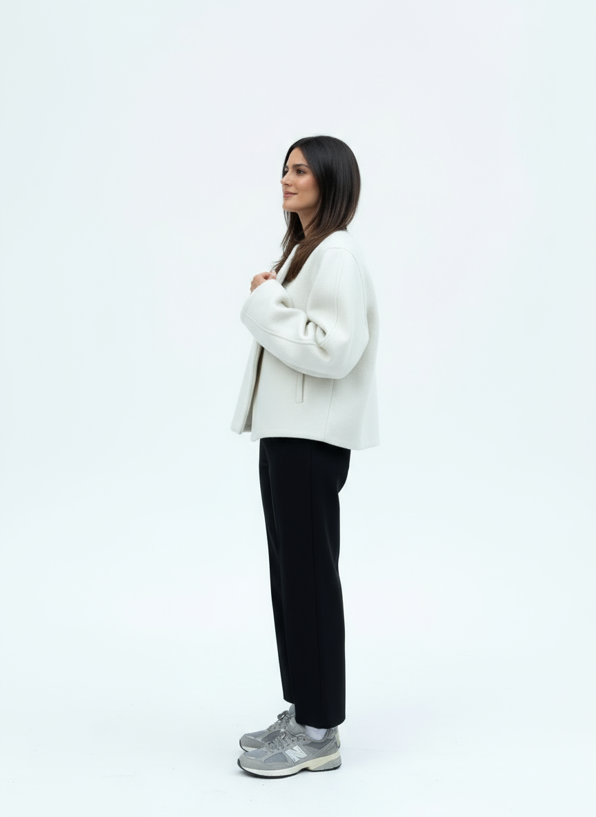 Noor | Wollen Jas met Asymmetrische Sluiting