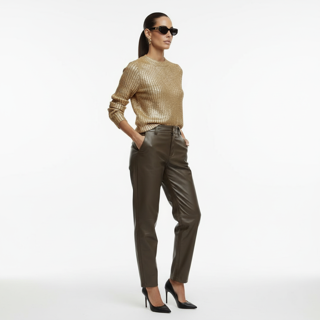 Elise | Gouden Metallic Trui met Glans