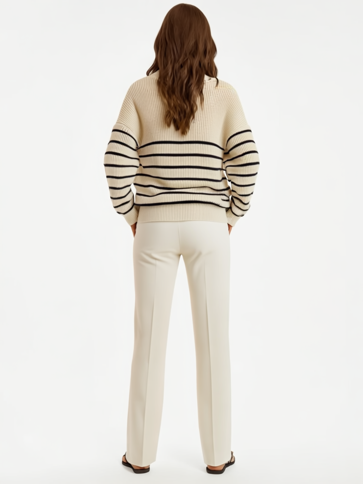 Mirthe | Gestreepte Half-Zip Trui