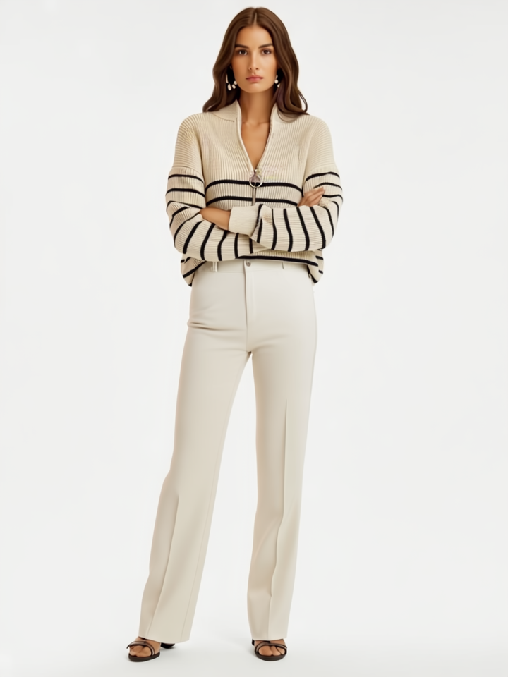 Mirthe | Gestreepte Half-Zip Trui
