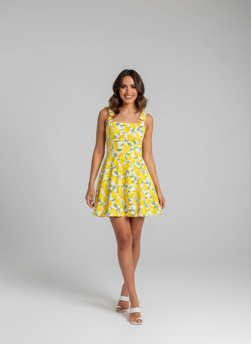 Bella | Zomerse Jurk Met Citroenprint