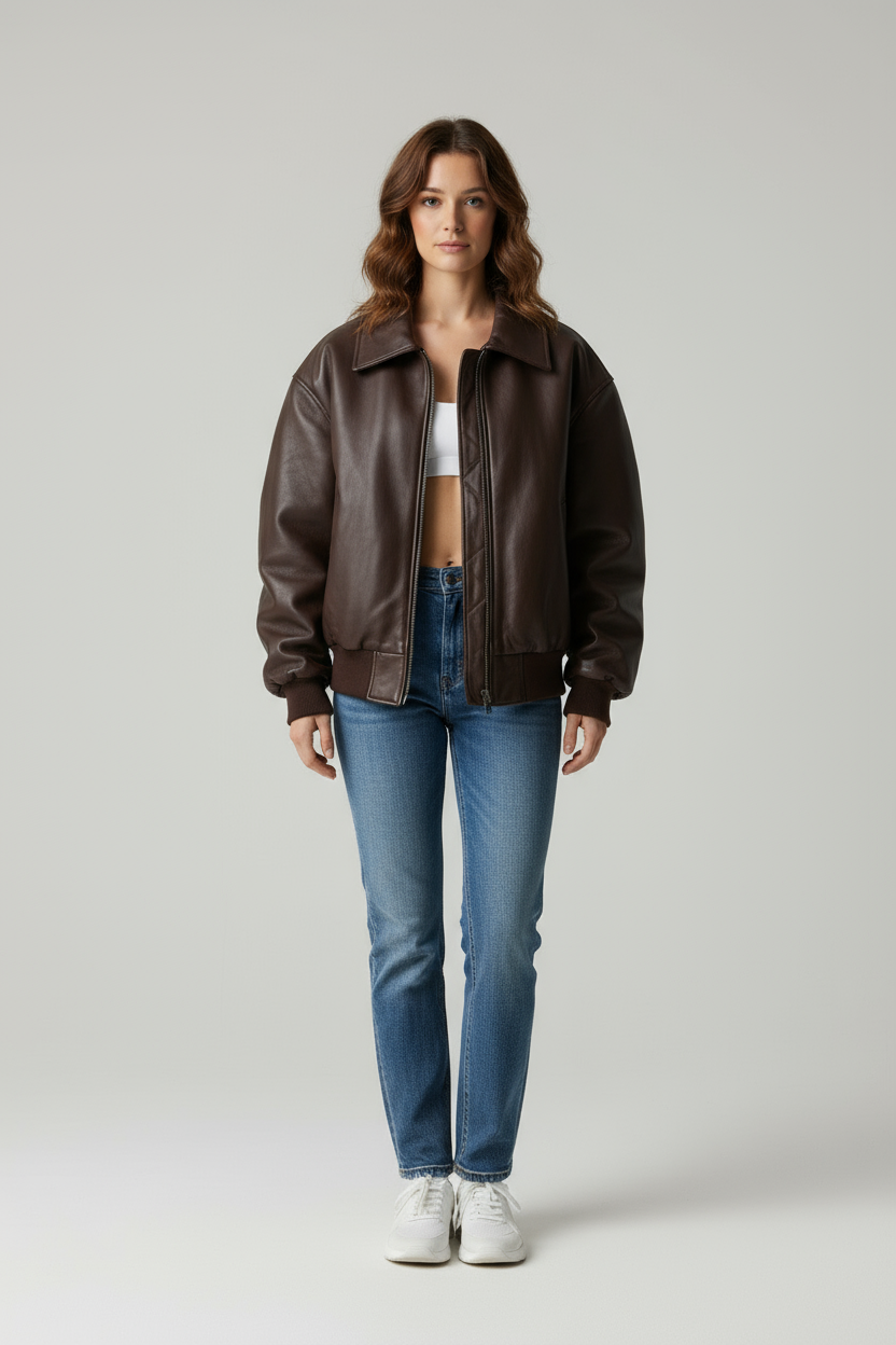 Anna | Bomber Style Vegan Leer Damesjas