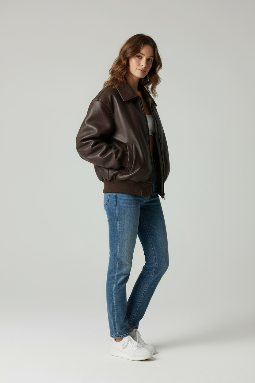Anna | Bomber Style Vegan Leer Damesjas