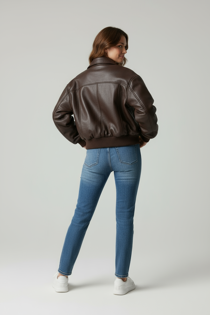 Anna | Bomber Style Vegan Leer Damesjas