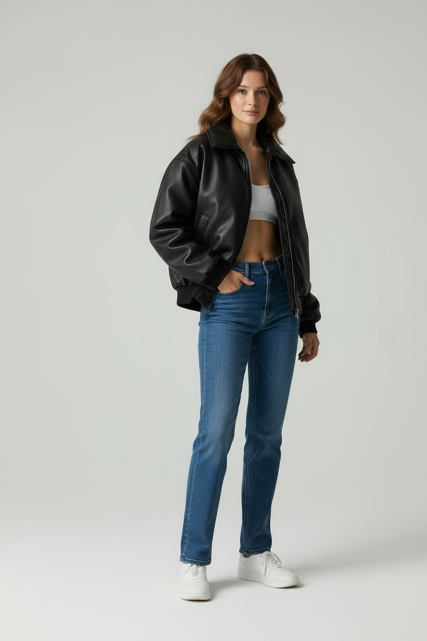 Anna | Bomber Style Vegan Leer Damesjas