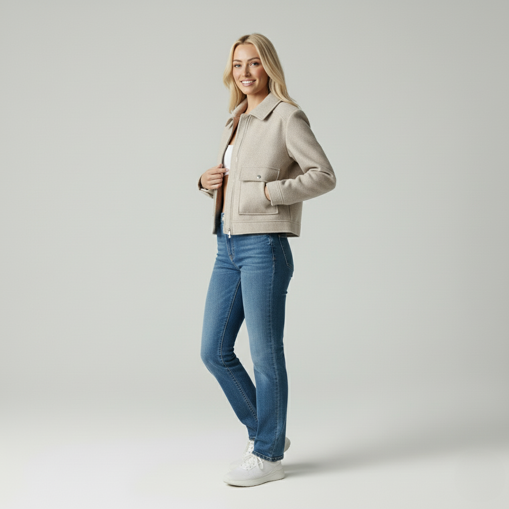 Elise | Stijlvolle Wollen Korte Jas Dames