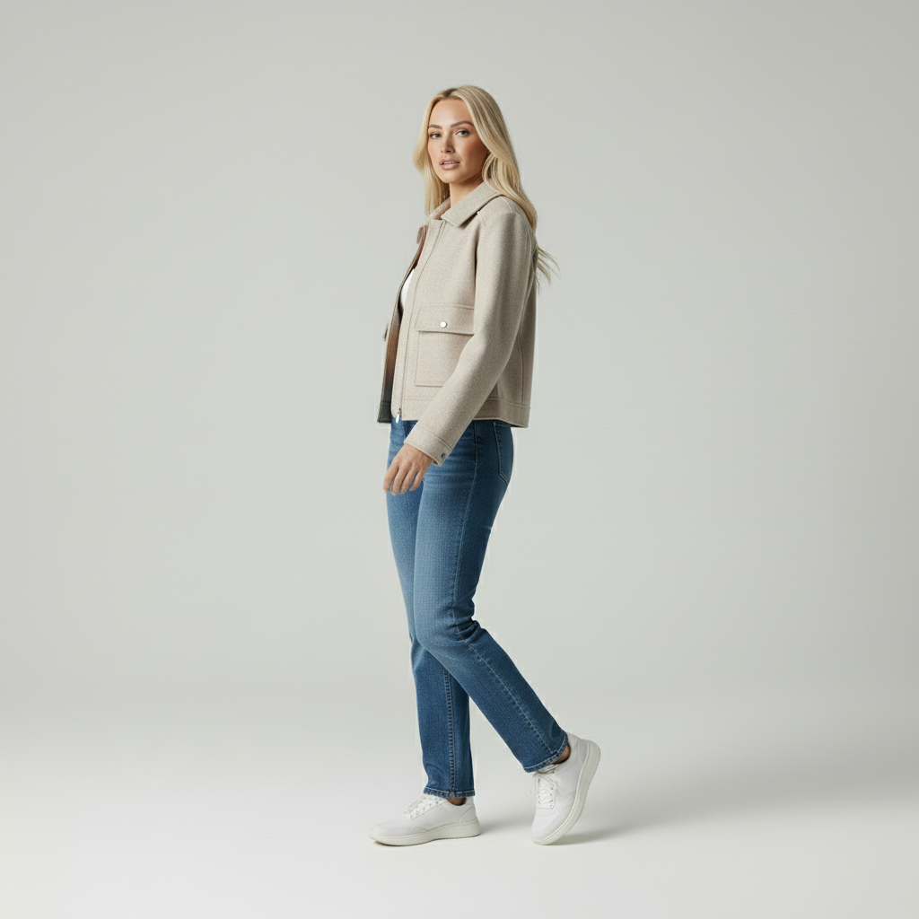Elise | Stijlvolle Wollen Korte Jas Dames