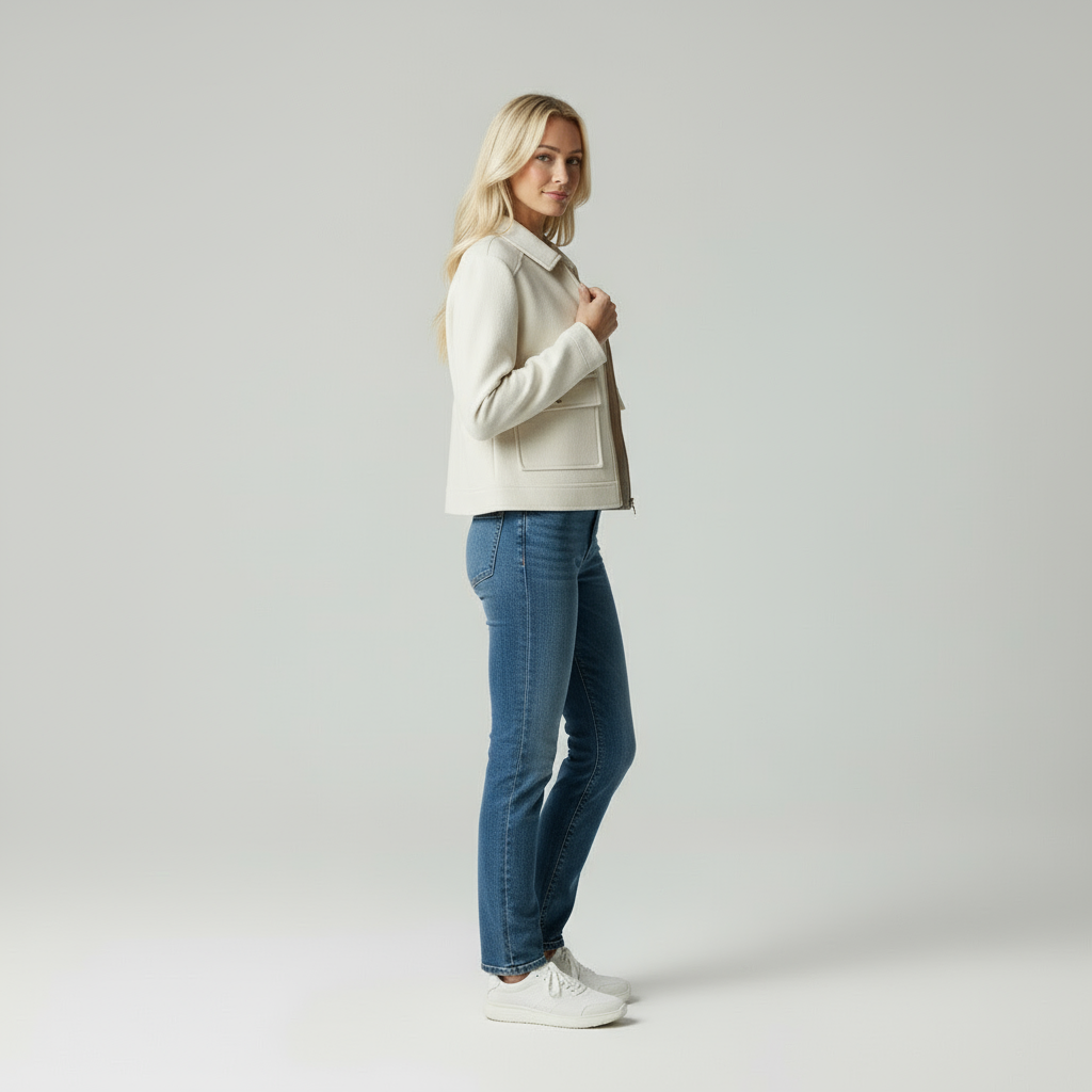 Elise | Stijlvolle Wollen Korte Jas Dames