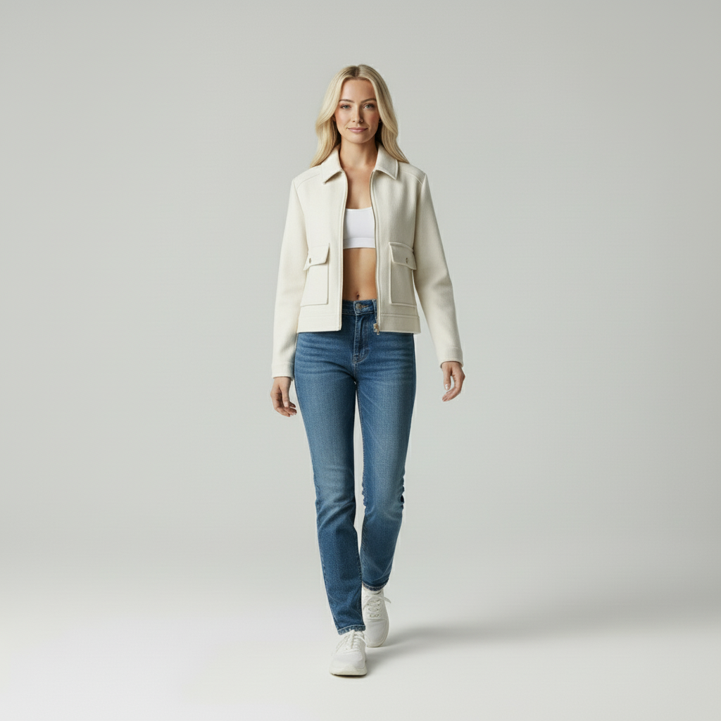 Elise | Stijlvolle Wollen Korte Jas Dames