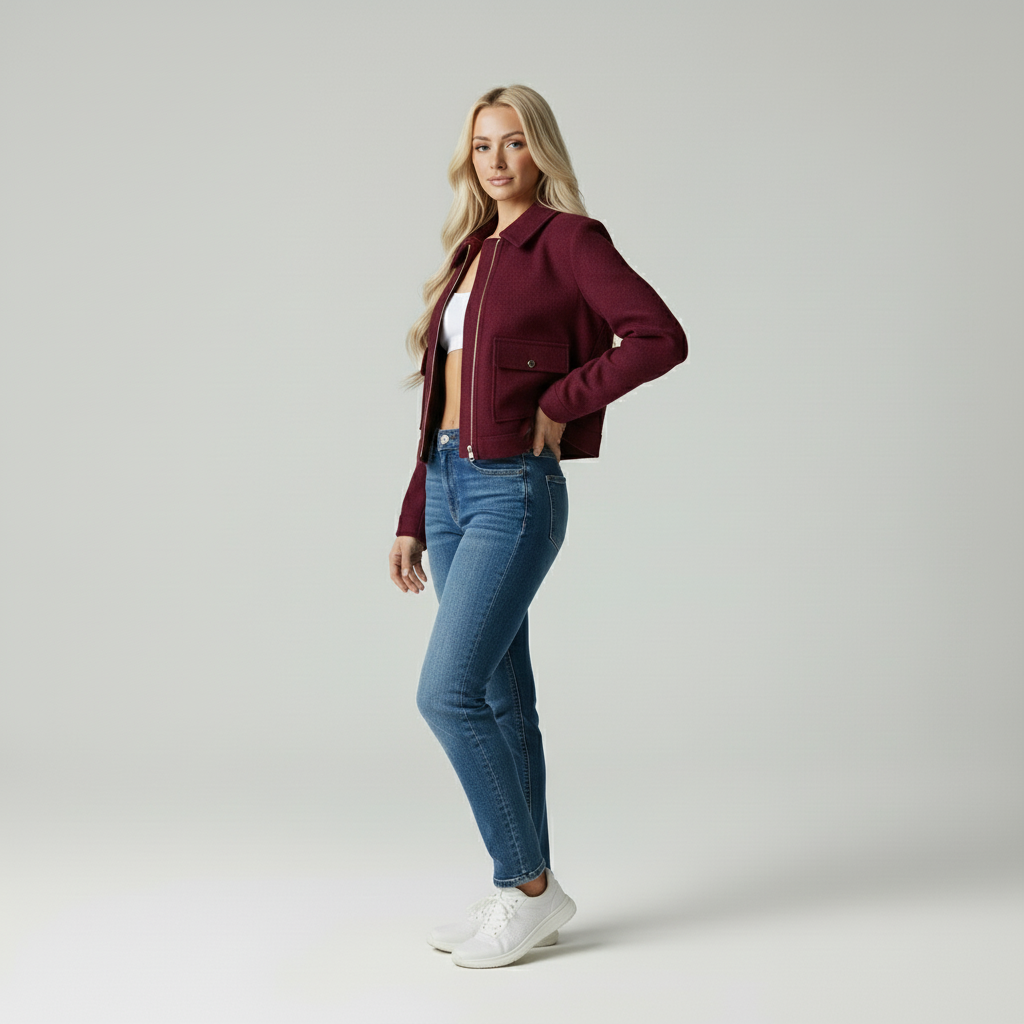 Elise | Stijlvolle Wollen Korte Jas Dames