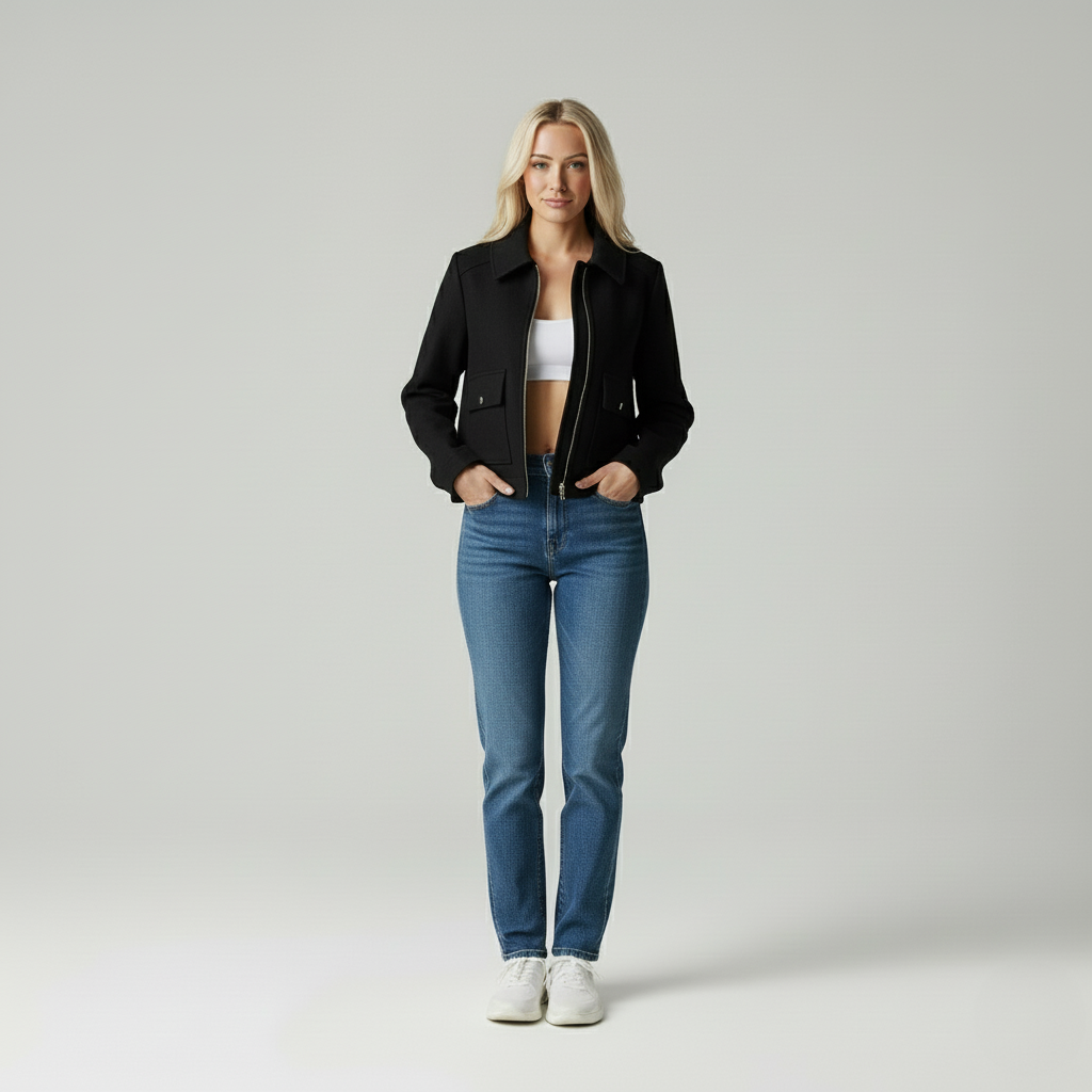 Elise | Stijlvolle Wollen Korte Jas Dames