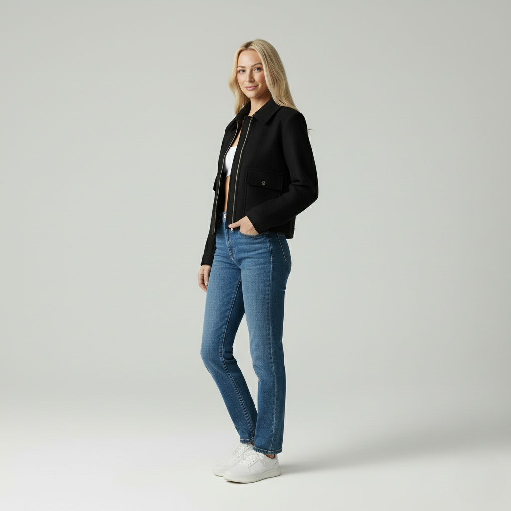 Elise | Stijlvolle Wollen Korte Jas Dames