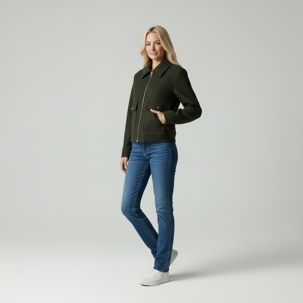 Elise | Stijlvolle Wollen Korte Jas Dames