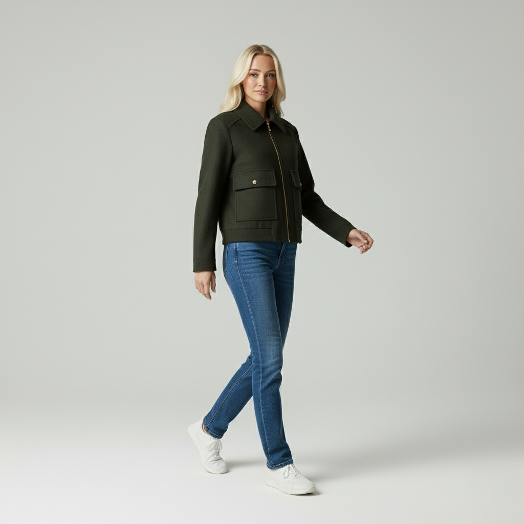 Elise | Stijlvolle Wollen Korte Jas Dames
