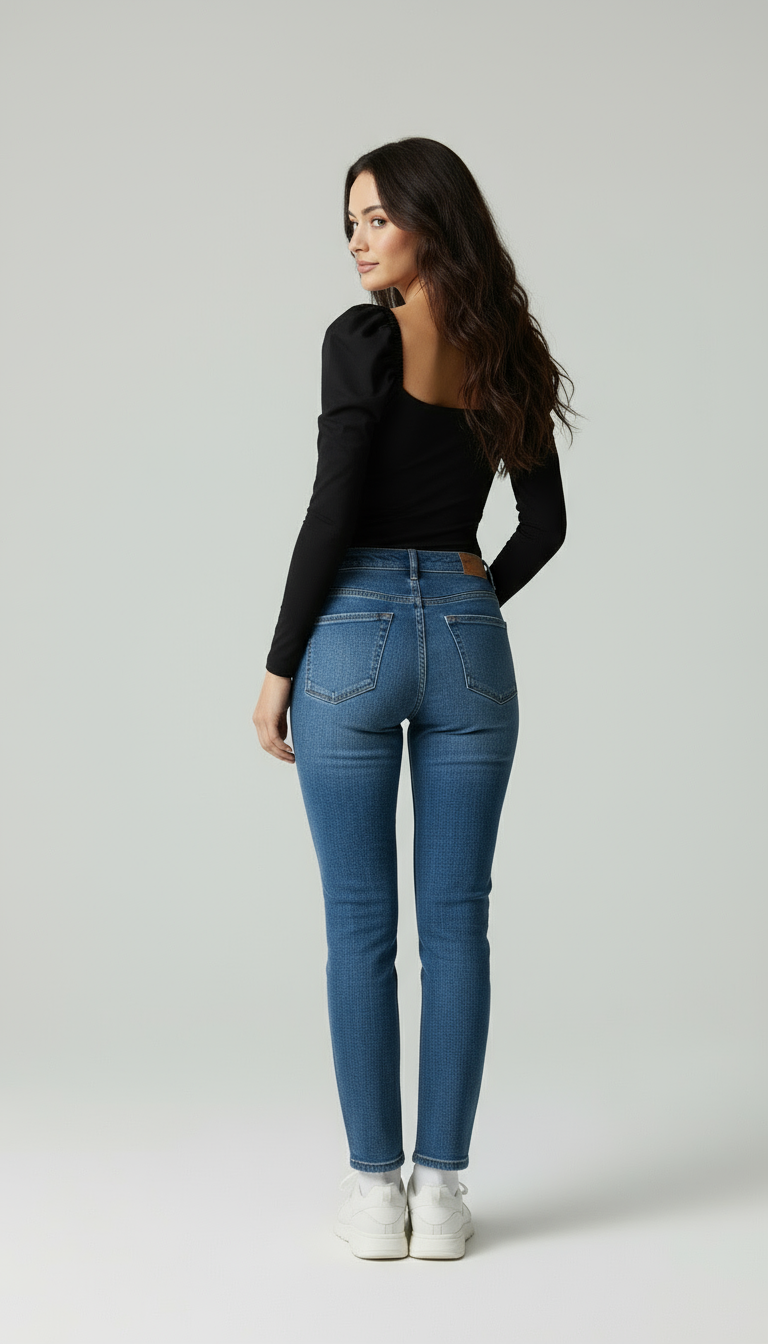 Sophie | Body met Lange Mouwen en Subtiele Pofdetails