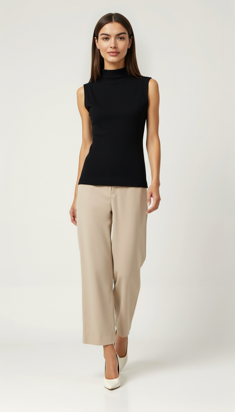 Evi | Mouwloze Top met Hoge Hals