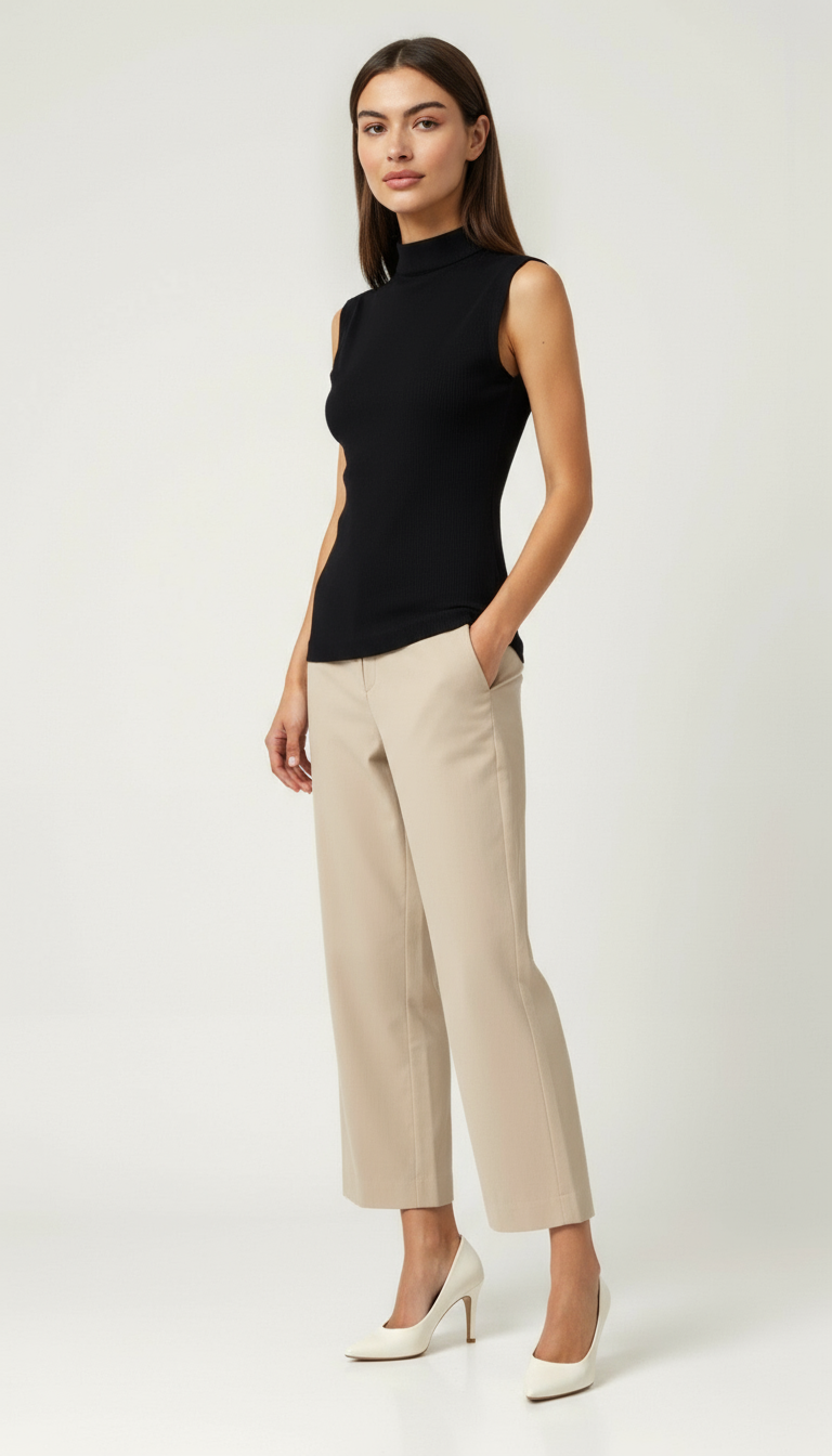 Evi | Mouwloze Top met Hoge Hals