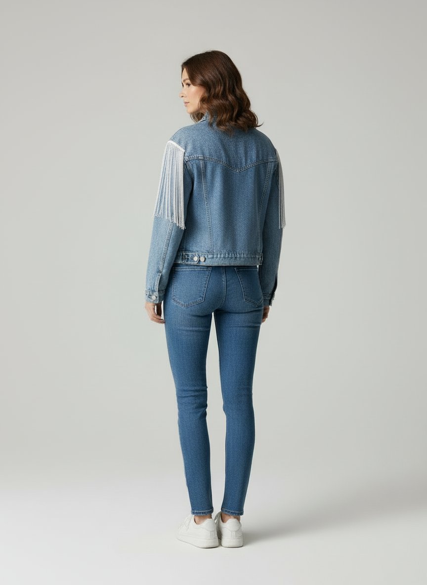 Jinte | Denim Jacket met Schouderfranjes