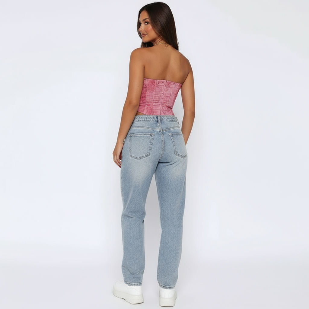 Mila | Strapless Corsettop met Bloemendetail