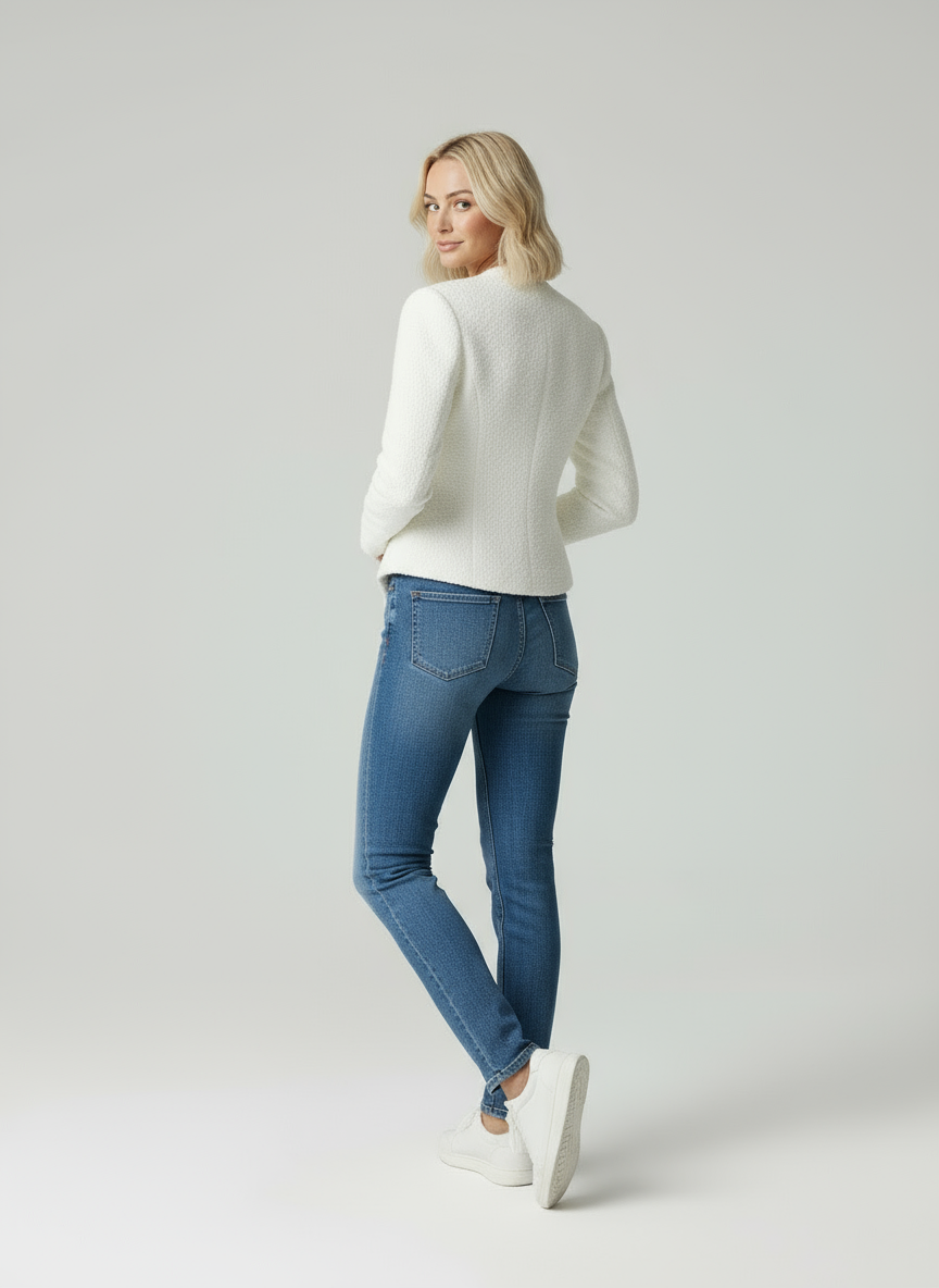 Jade | Getailleerde Blazer met Leren Gespen