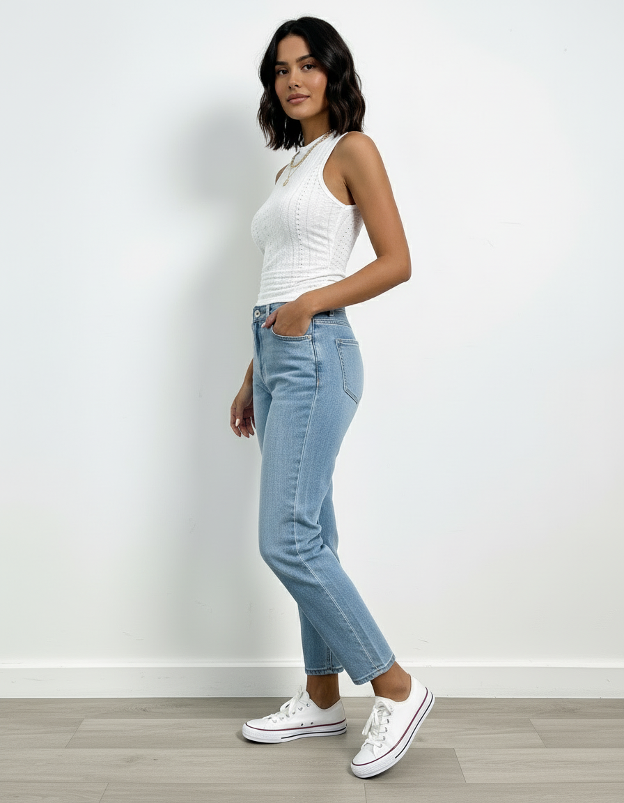 Nova | Gebreide Mouwloze Top met Hoge Hals