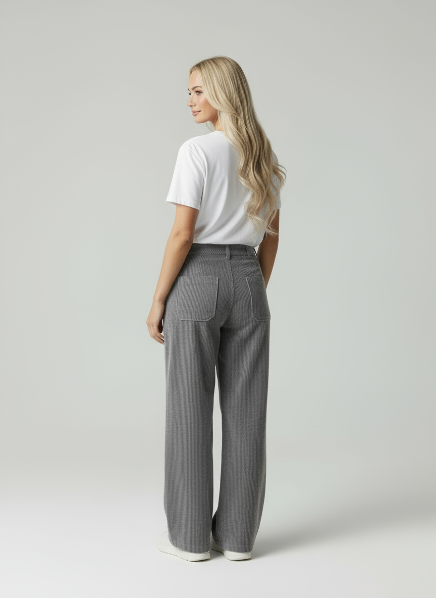 Liza | Corduroy Wide Leg Broek met Zakken