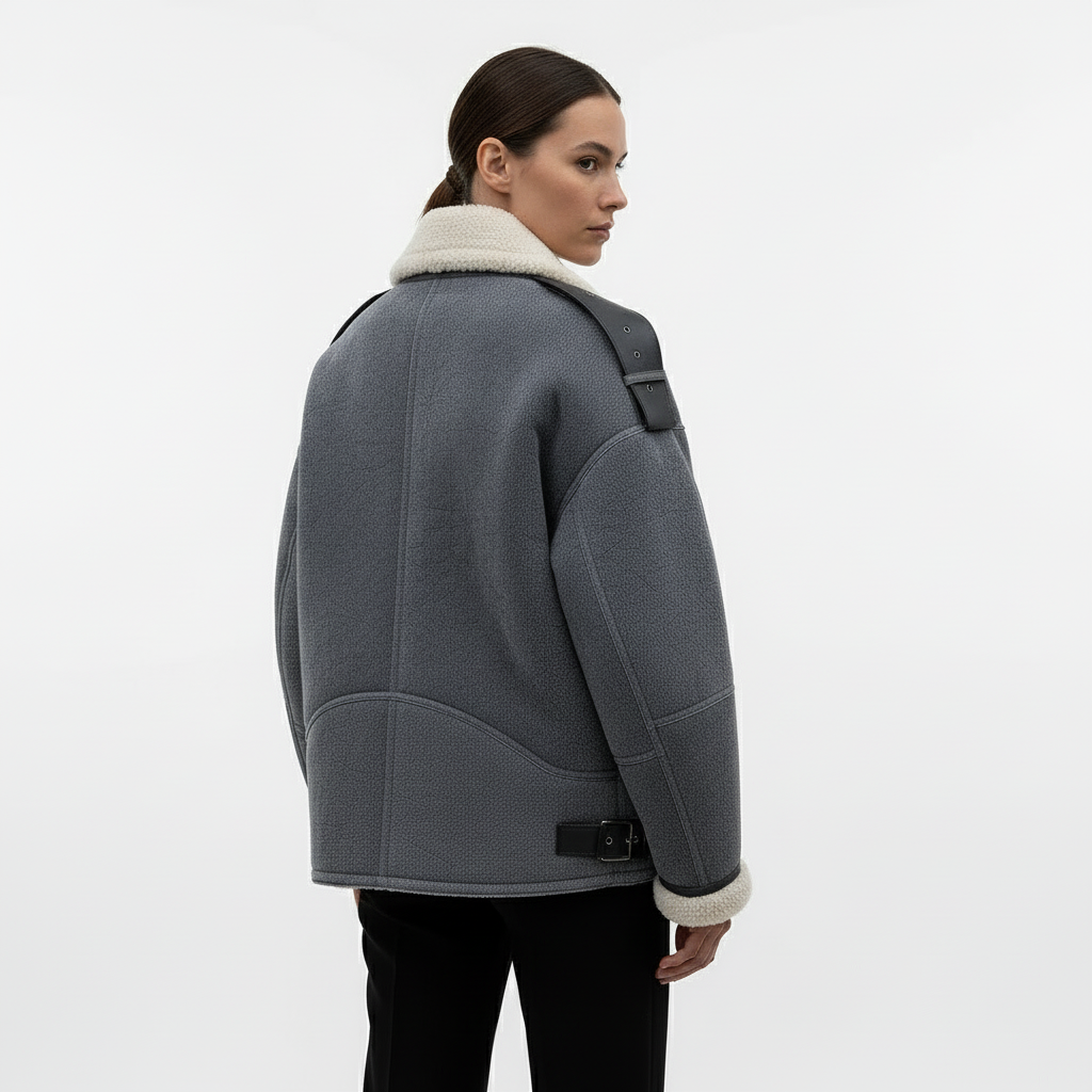 Nara | Oversized Shearling Jas met Brede Kraag