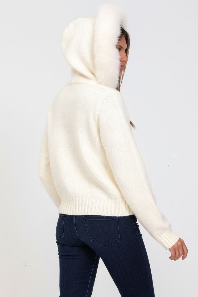 Faye | Gebreid Vest met Faux Fur Kraag