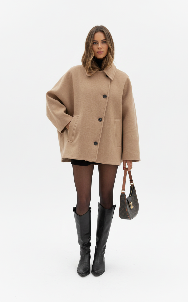 Loïs | Oversized Wollen Jas met Knoopsluiting