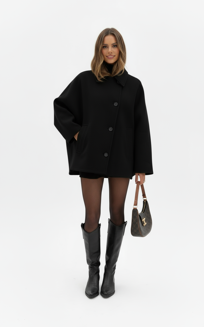 Loïs | Oversized Wollen Jas met Knoopsluiting