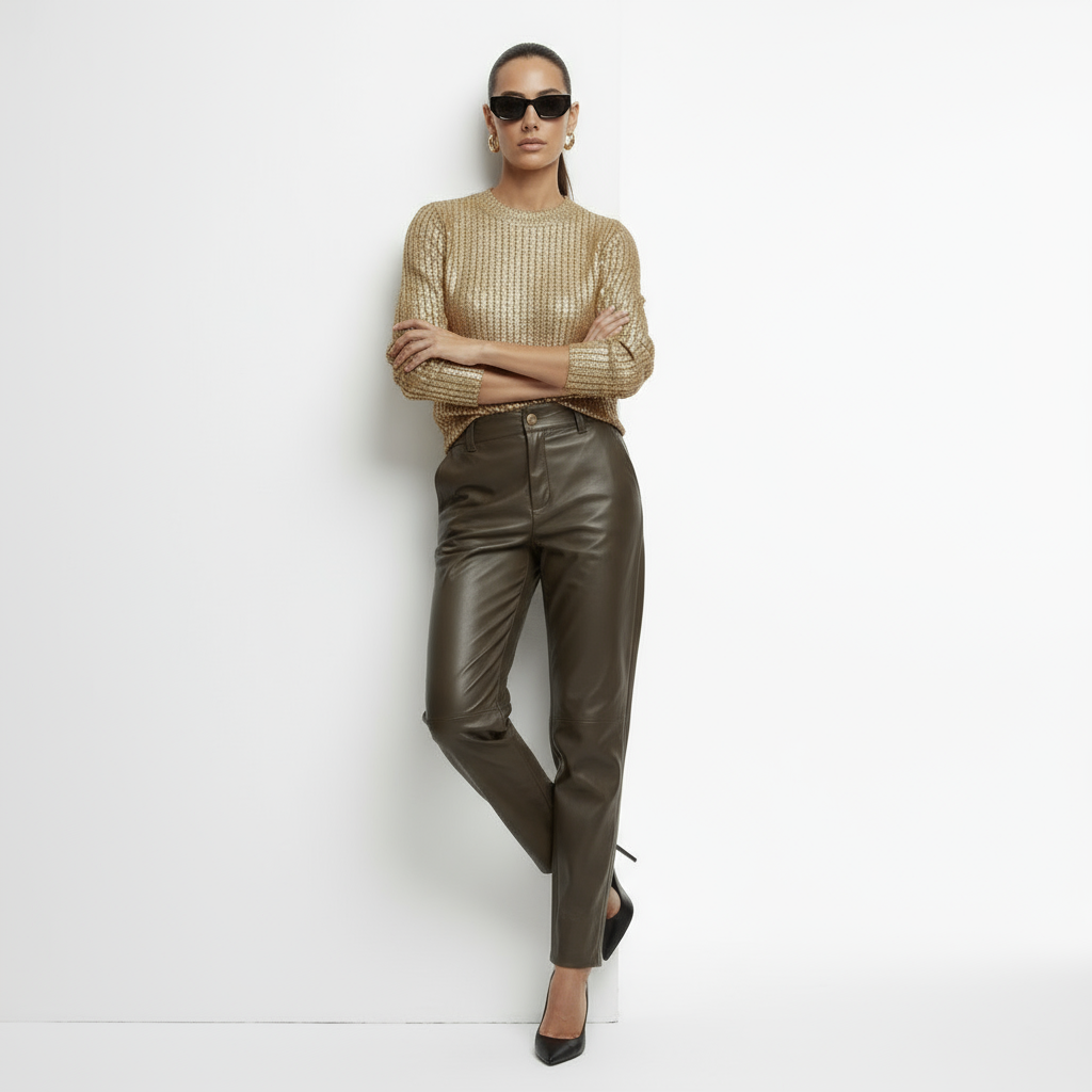 Elise | Gouden Metallic Trui met Glans