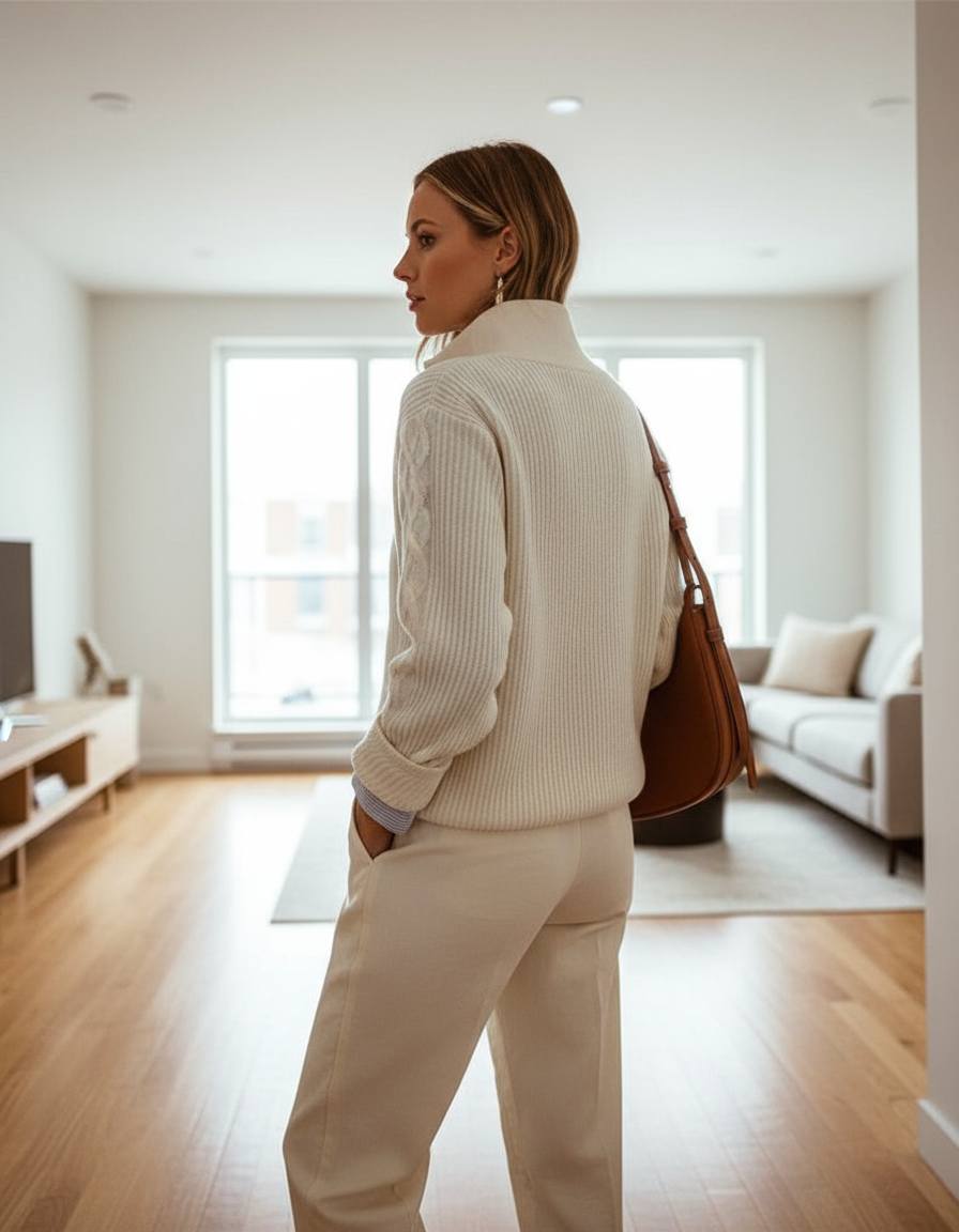 Lila | Stijlvolle Kabelgebreide Half-Zip Trui