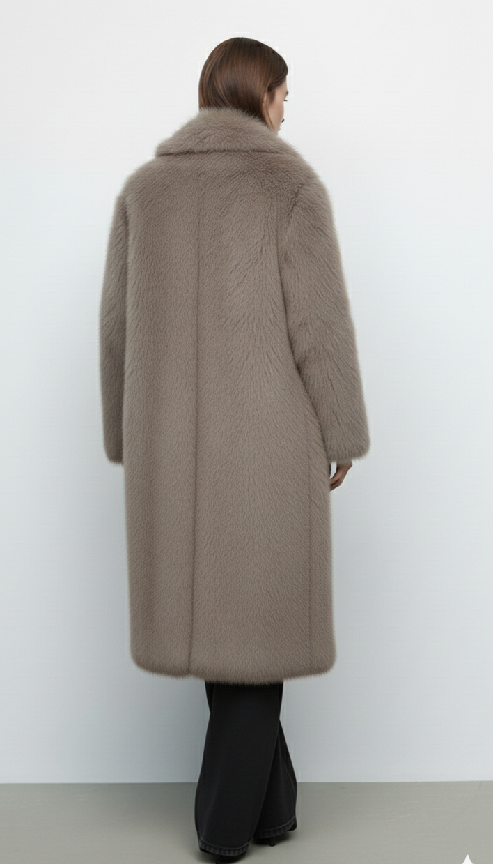 Narcissa | Luxe Faux Fur Mantel met Kraag