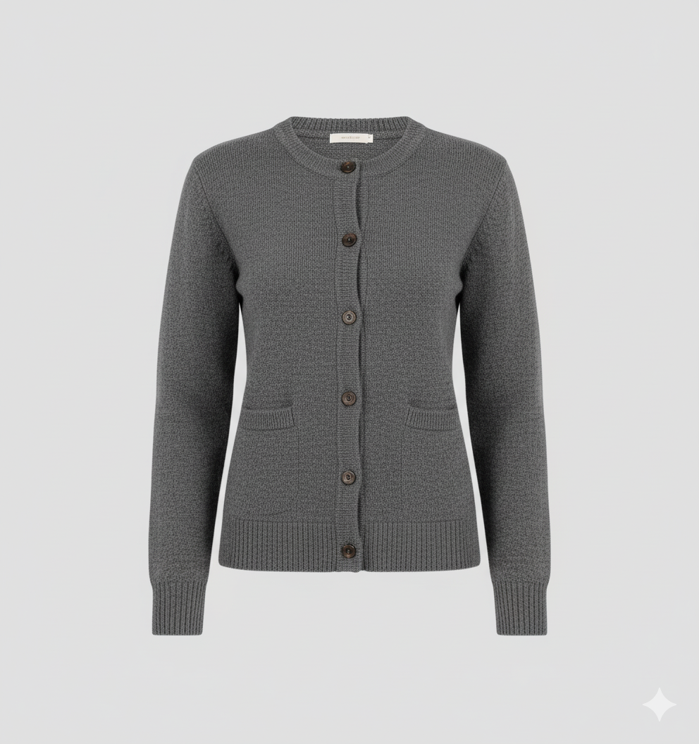 Elodie | Donkergrijs Fijngebreid Vest met Knoopsluiting